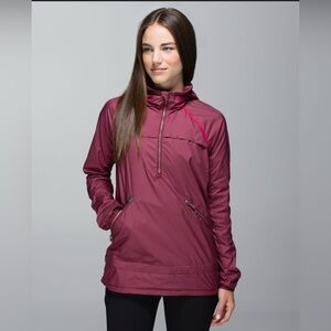 Lululemon Miss Misty Pullover Rain Windbreaker Jacket 1/2 Zip Sz 8 Rust Berry